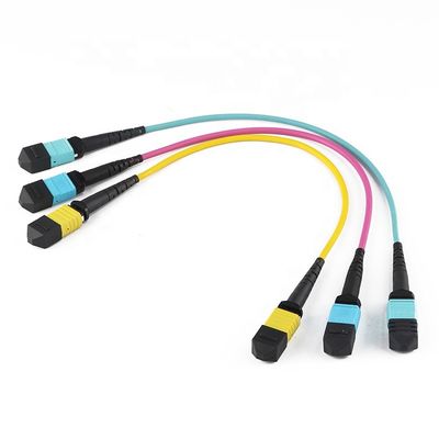 kualitas  12 Core 24 Core Fiber Cable Patch Cord , Mtp Mpo Patch Cable Om3 Om4 For Qsfp pabrik