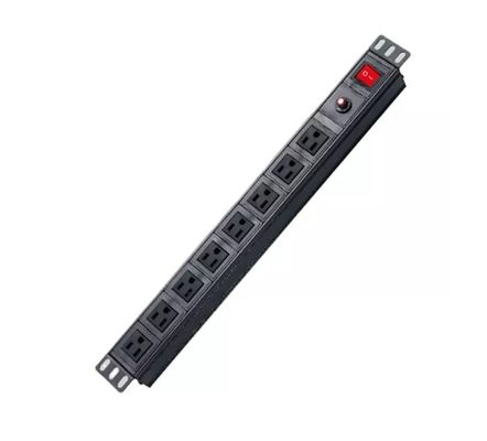 kualitas  Customized 8 Way PDU Rack Mount Socket With High Flame Retardancy Material pabrik