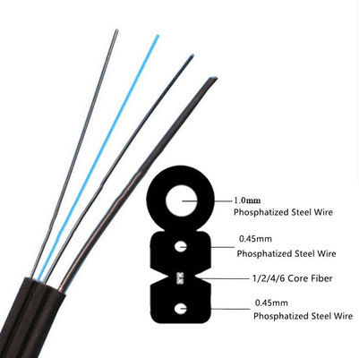 Kabel Drop FTTH Luar Ruangan yang Disesuaikan G657A1 G657A2 Tipe Warna Hitam