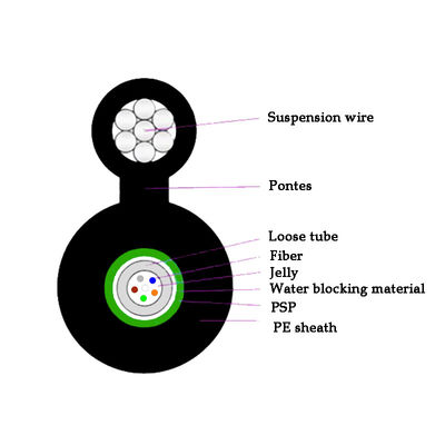 Kabel Lapis Baja Kawat Baja Khusus, Kabel Serat Optik 4 Inti Dengan Selubung PE