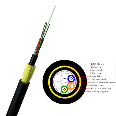 Kabel Fiber Optic Benang Aramid Dengan High Tension Wire Double Jacket Aerial Adss 24 Core