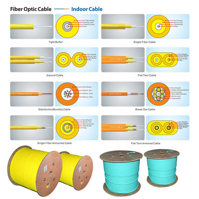 G652D SM Fiber 3mm Single Core Simplex Kabel Serat Optik Dalam Ruangan GJFJV
