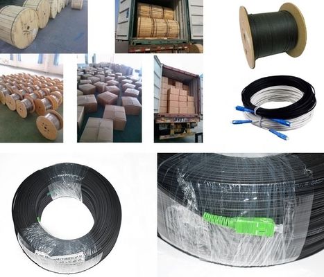 1 2 4 Kabel Drop FTTH Datar Serat Optik Dalam/luar ruangan