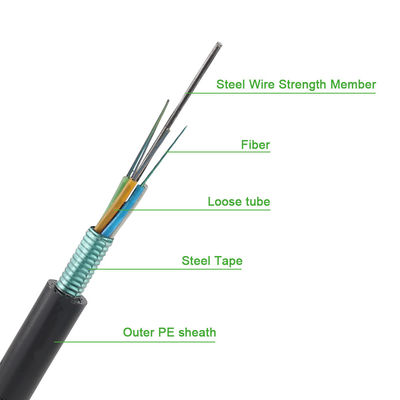 12 ~ 288 Core Kabel Serat Optik Lapis Baja Kabel GYTS Serat Optik Luar Ruangan