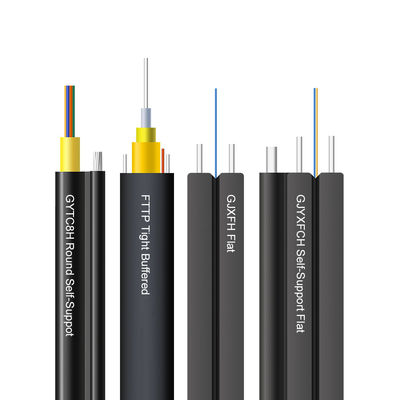 GJXFH 1 2 4 Core kabel drop ftth G652d G657A1 G657A2 SM Kabel Drop Serat Optik Dalam Ruangan
