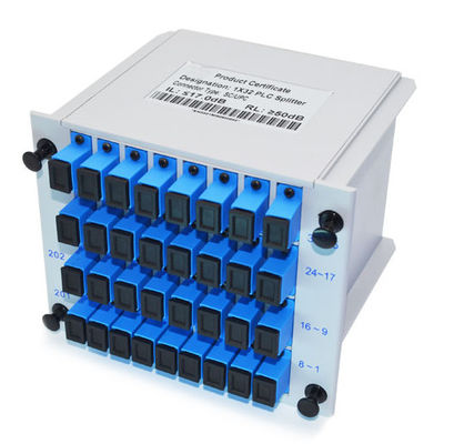 Pemisah Serat Optik yang disesuaikan, Pemisah PLC Kaset 1X32 Dengan Konektor SC UPC