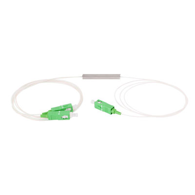 Optik 1x2 PLC Fiber Splitter SC APC UPC Single Mode Jenis Tabung Baja Mikro