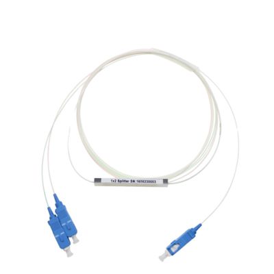 FTTH Fiber Optic PLC Splitter 1x2 Jenis Tabung Baja Mikro Dengan Konektor SC