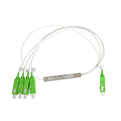 1x4 Tabung Baja PLC Splitter Dengan Konektor 0.9mm Diameter OEM