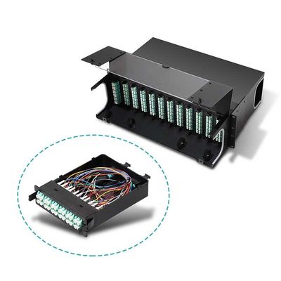 Panel Patch MPO Kaset Kepadatan Tinggi 24 Inti Untuk Dudukan Rak 1U