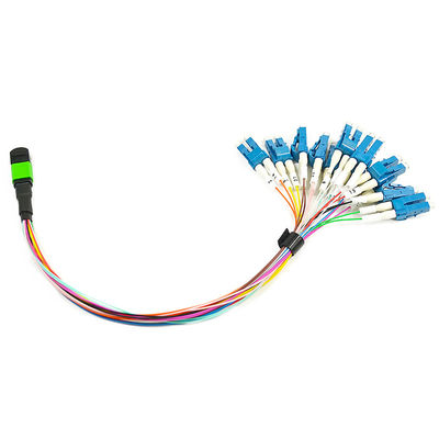 Disesuaikan 12 Core 0.9mm MPO Fiber Patch Cord Singlemode 1M Fanout