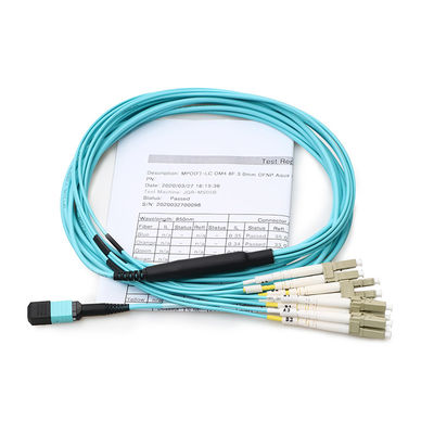 Kabel MPO LC Breakout Fanout 8 Core yang Disesuaikan Untuk Pusat Data