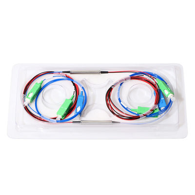 1X2 FWDM DWDM Fiber Optic Splitter 3 Ports 100G 200G Untuk Sistem Jaringan WDM