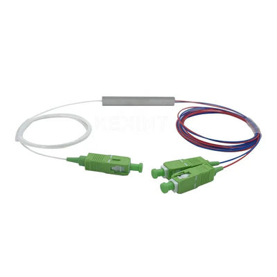Optik 1x2 PLC Fiber Splitter SC APC UPC Single Mode Jenis Tabung Baja Mikro