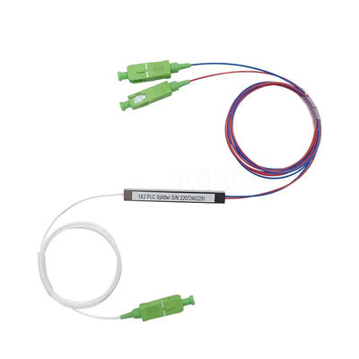 Optik 1x2 PLC Fiber Splitter SC APC UPC Single Mode Jenis Tabung Baja Mikro
