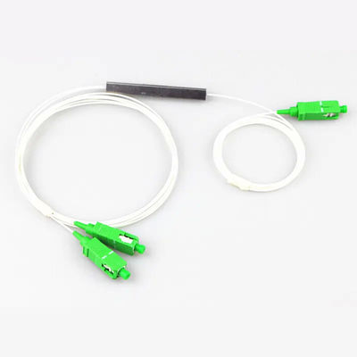 Optik 1x2 PLC Fiber Splitter SC APC UPC Single Mode Jenis Tabung Baja Mikro