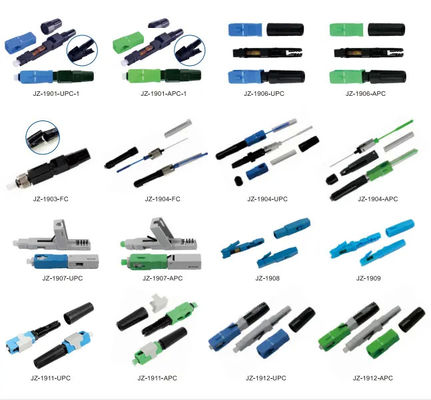 FTTH LC Fiber Optic Quick Connector Multimode Dengan Warna Biru Hijau Beige