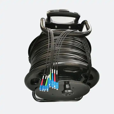 Portable Retractable Fiber Optic Cable Reel Dengan Panjang 100M 200M 500M Armored Tactical Fiber Optic Patch Cord